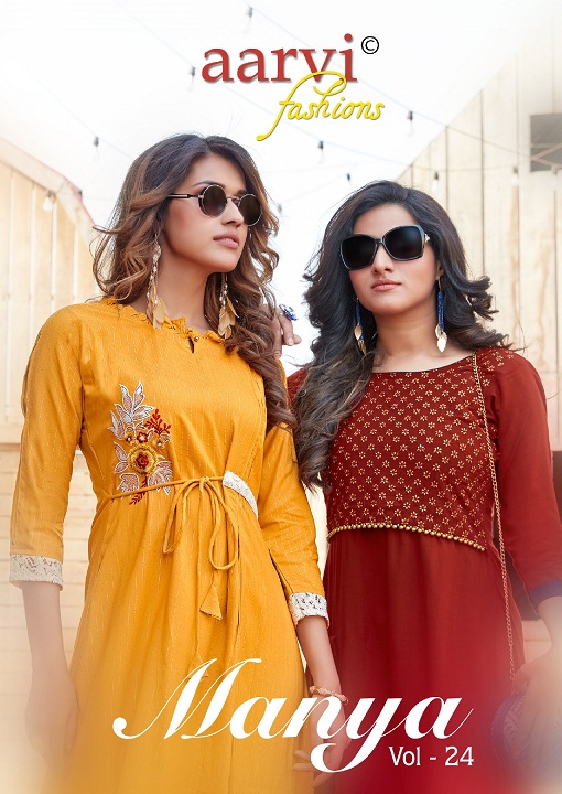 Aarvi Fashion Manya Vol-24 Series 4951-4958 Pure Cotton Rayon Kurti