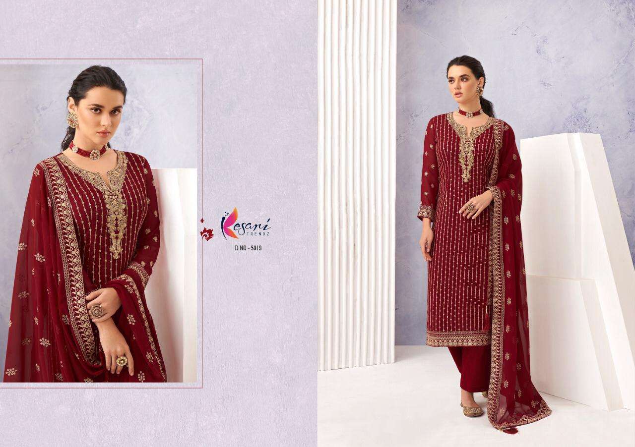 Kesari Trendz Simran Vol-4 Series 5015-5019 Georgette Embroidery Suit