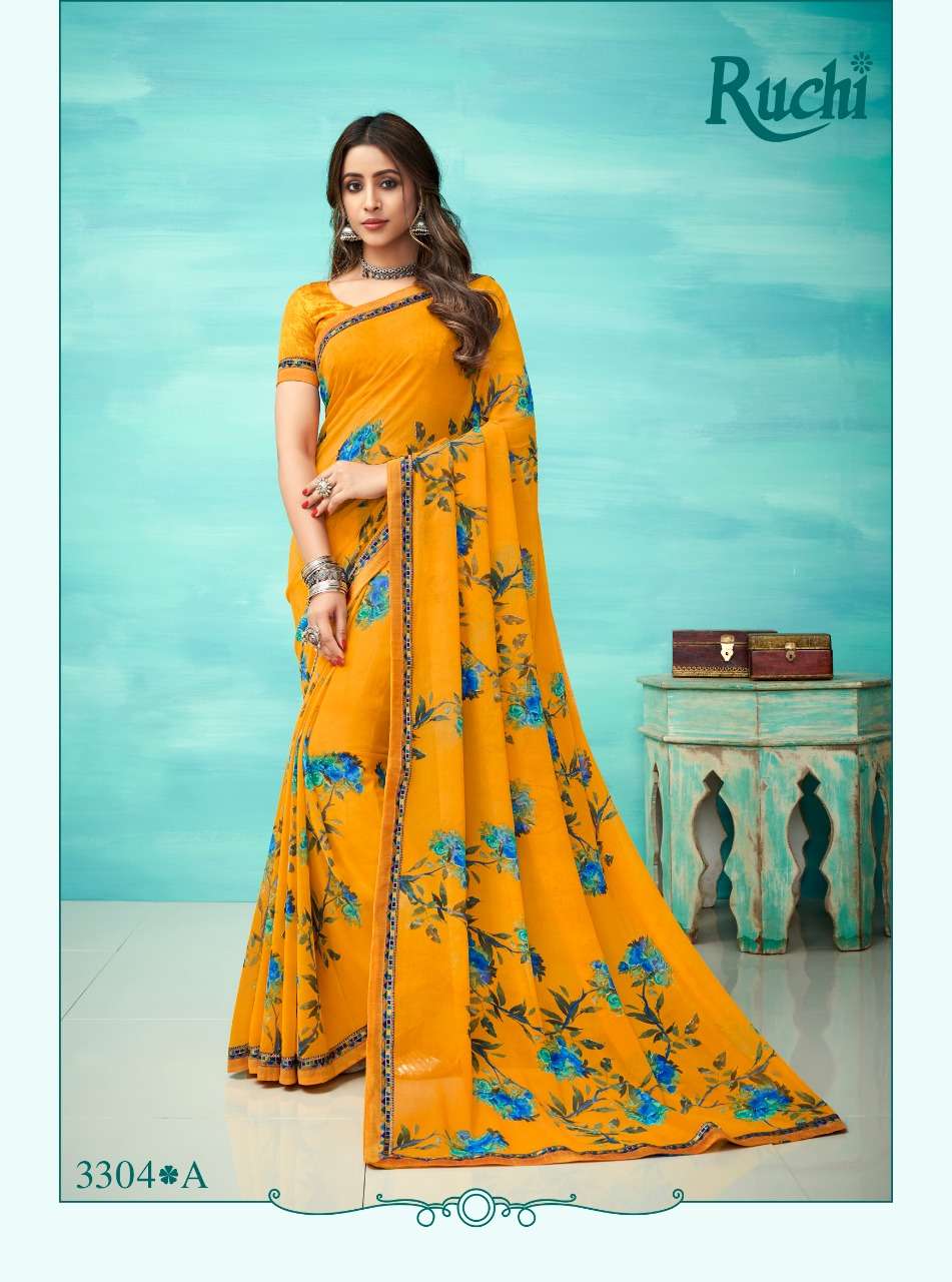 Mari Gold By Ruchi Pure Georgette Printed Designer Sarees