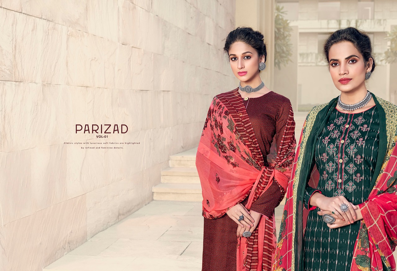 Suryajyoti Parizad Vol-1 Satin Cotton With Fine Work Suit