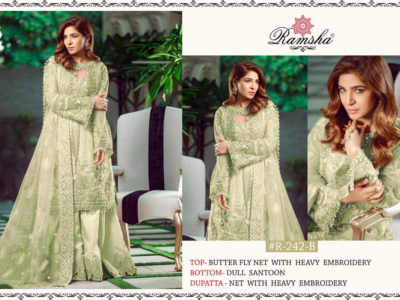 Ramsha R-242 Nx Butterfly Net Pakistani Salwar Kameez