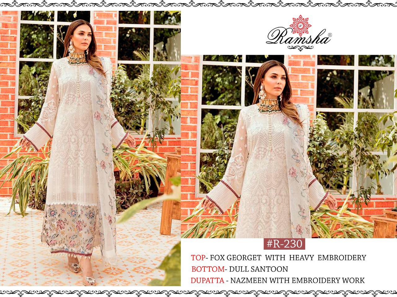 Ramsha R-230 Embroidered Faux Georgette Pakistani Suit