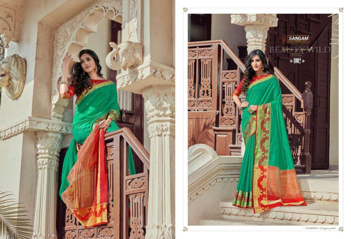 Sangam Prints Kadi Silk Vol-7 Series 1001-1008 Cotton Handloom Saree