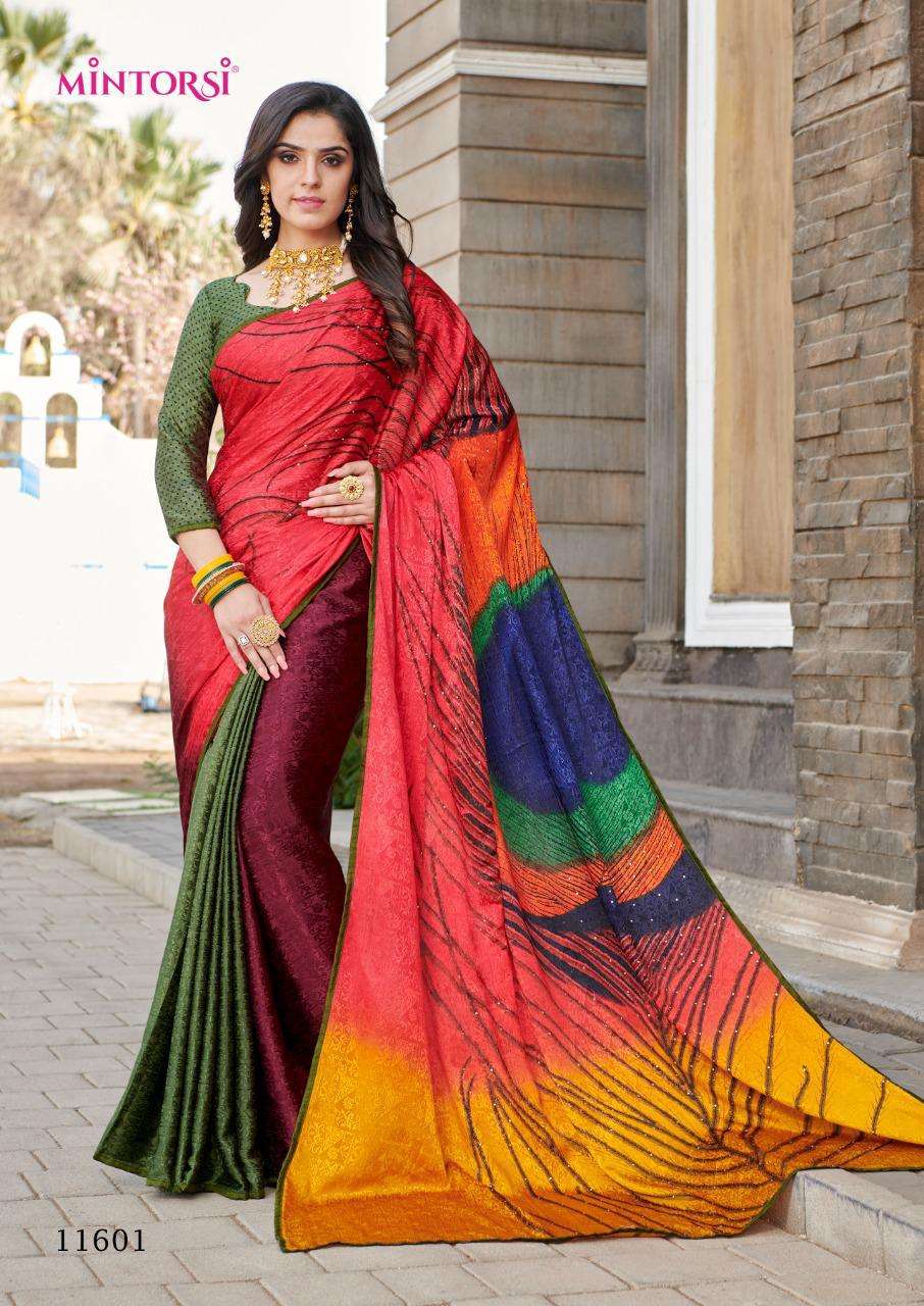 Mintorsi Peacock Collection Vol-1 Series 11601-11608 Silk Crape Saree