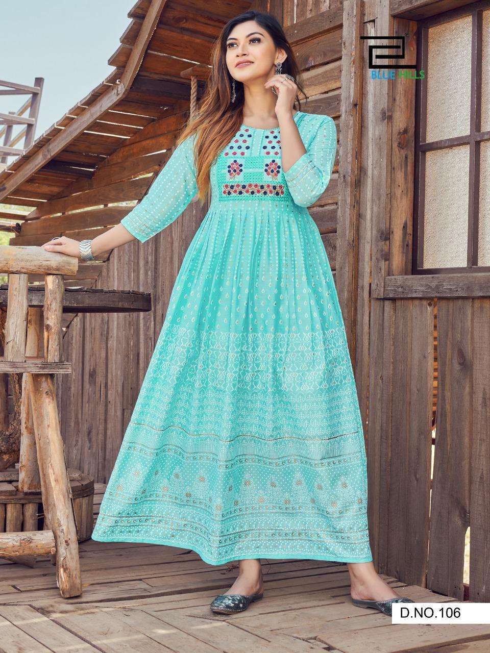 New Modern Tranding Stylish Titli print Blue Gowns for Womens and Girls cotton  gowns combo daily