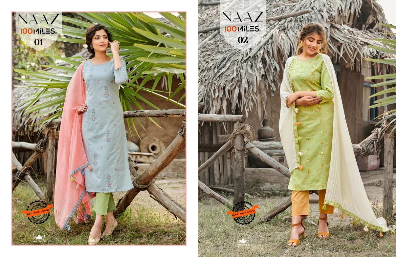 100 Miles Naaz Series 01-06 Cotton Readymade Salwar Kameez