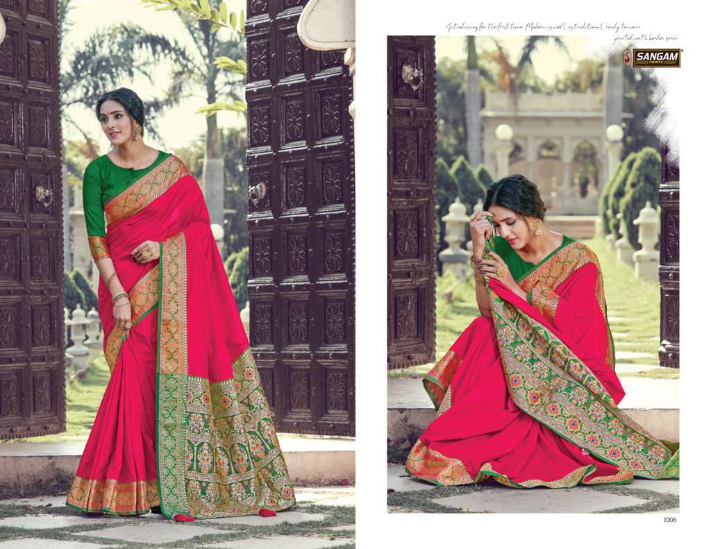 Sangam Prints Sea Silk Series 1001-1006 Pure Soft Silk Saree