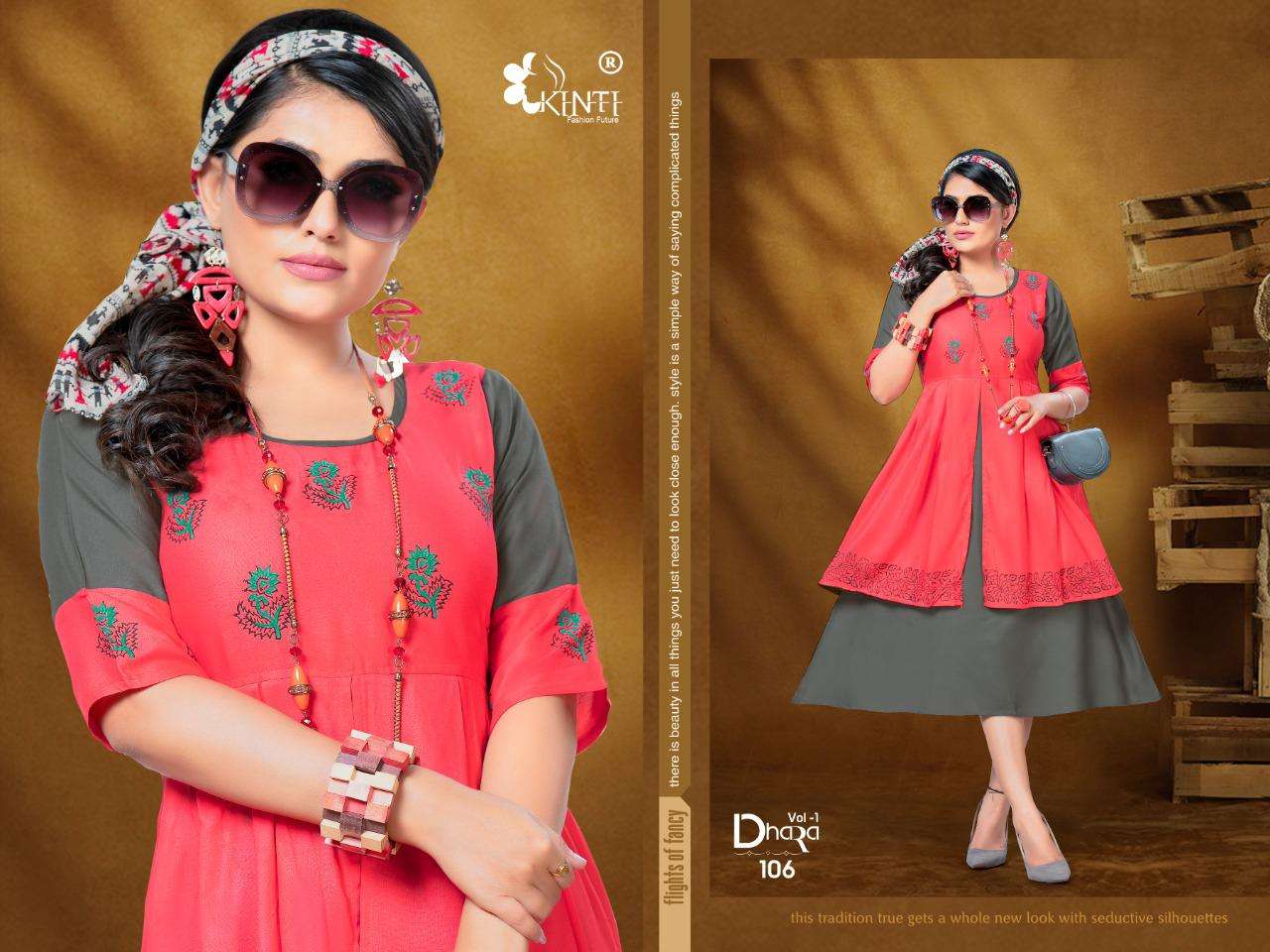 Kinti Dhara Series 101-108 Double Layered Kurti For Girls Women