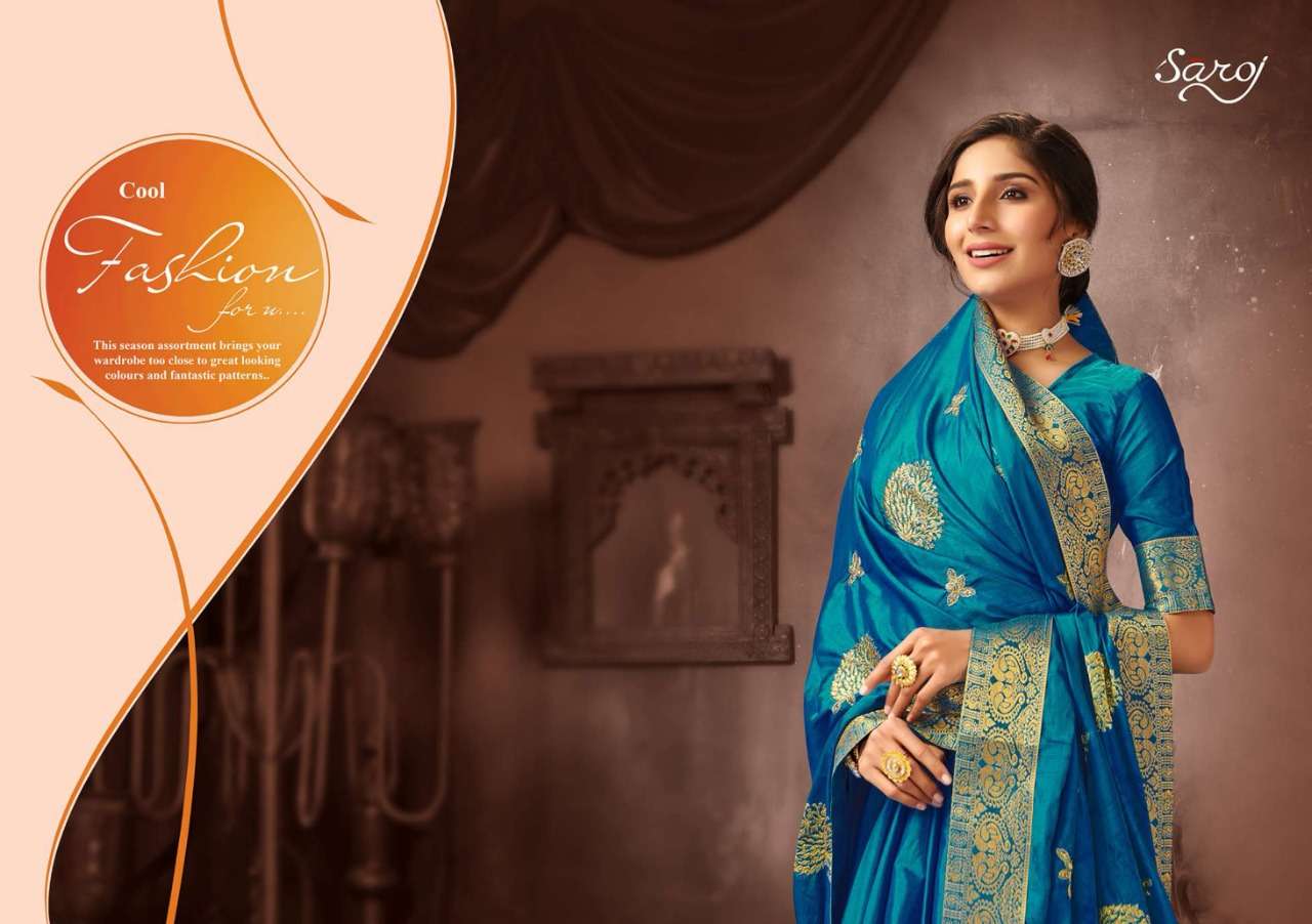 Saroj Bhagyashri Series 1001-1006 Sana Silk Embroidery Sarees