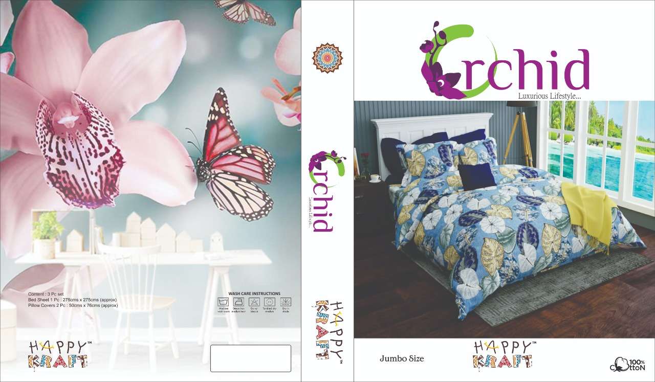 Orchid Twilight Book Packing Glaze Cotton 1 Bedsheets With 2 Pillow Cover