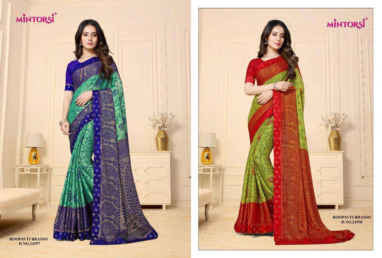 Roopvati Brasso By Mintorsi Chiffon Brasso Designer Sarees