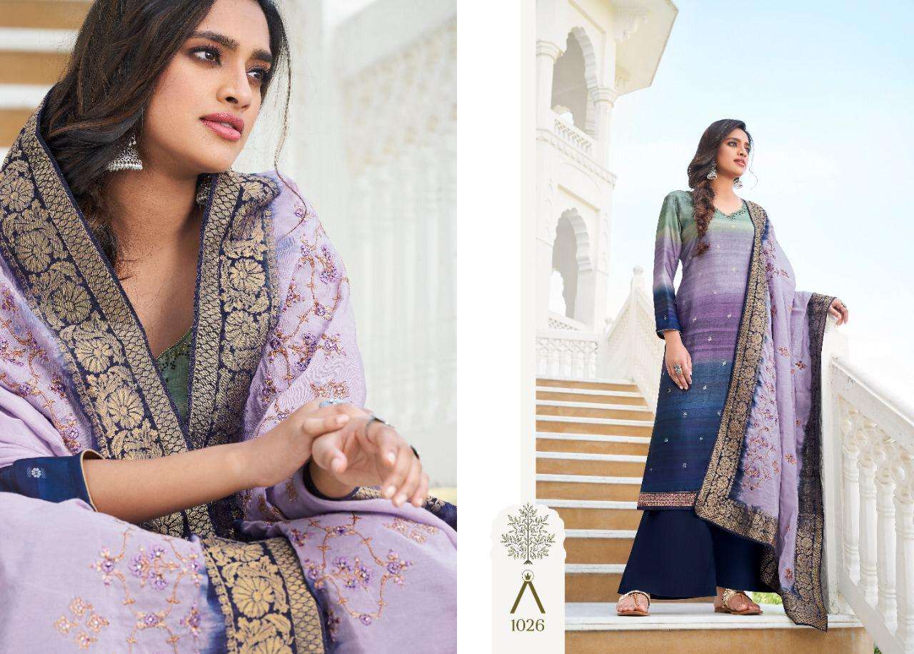 Anika Mantra Series 1025-1028 Satin Silk Embroidery Suits