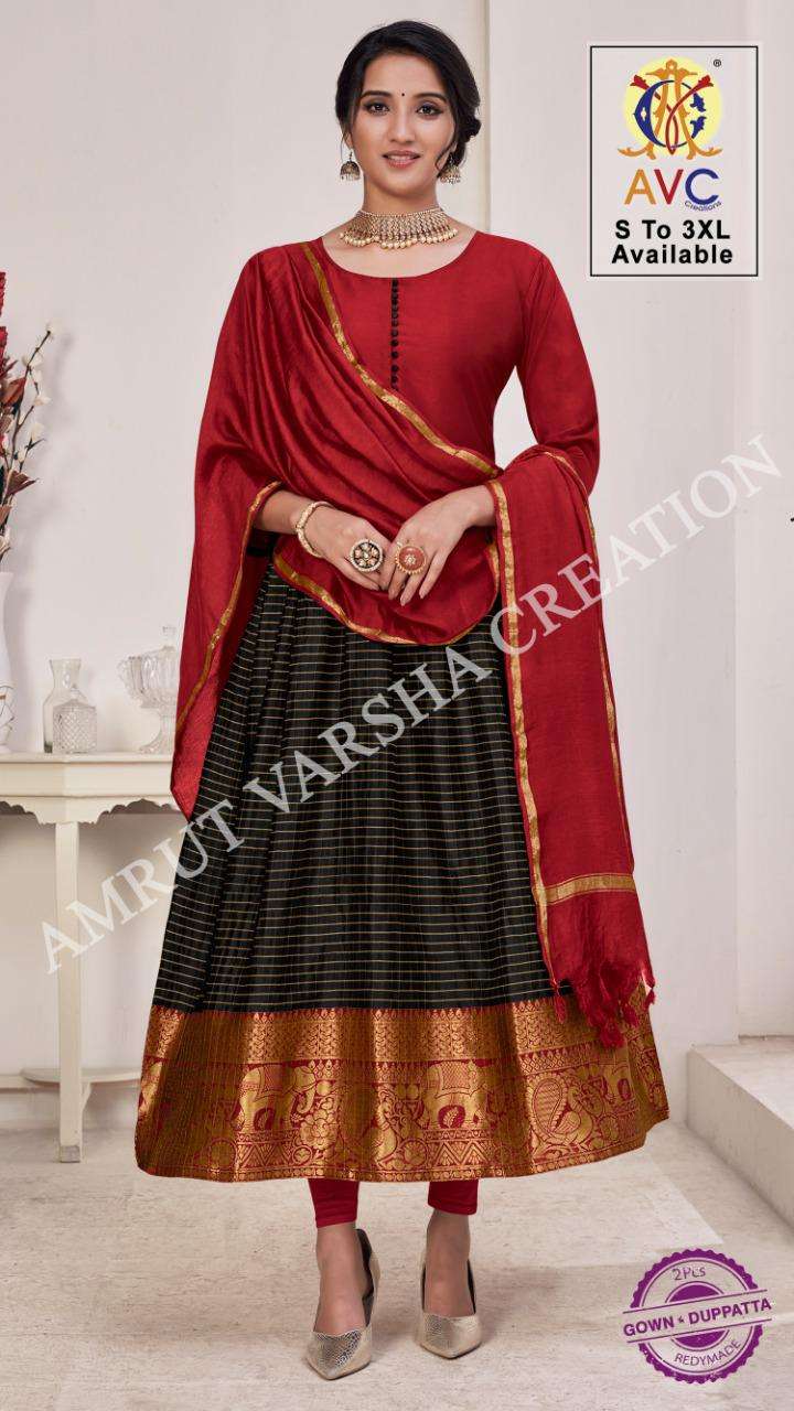 Avc Rai Patthu Series 1001-1008 Lichi Silk Jacquard Readymade Suit