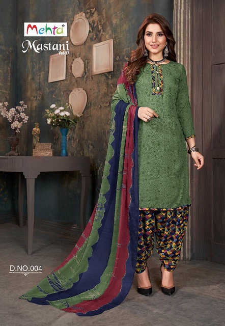 Mehta Mastani Vol-17 Series 001-008 Printed Rayon Suit