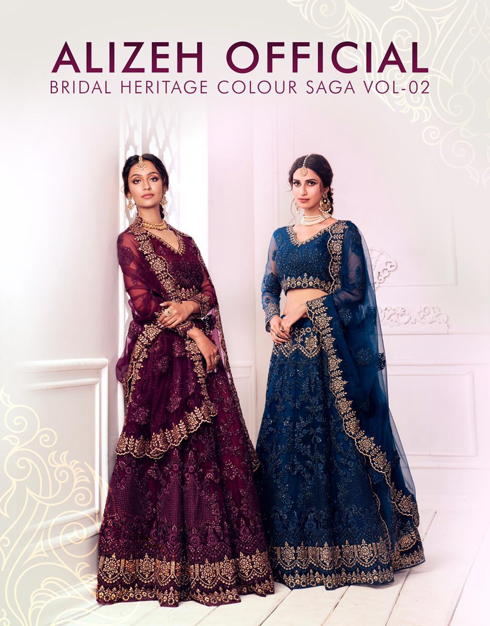 Alizeh Official Bridal Heritage Colour Saga Vol-2 Designer Net Lehenga