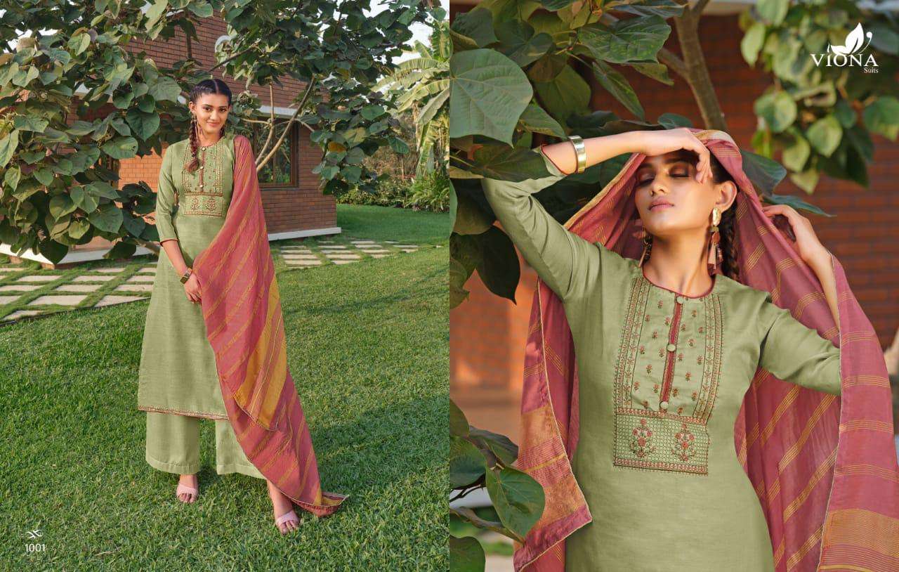 Viona Asmee Series 1001-1007 Silk Embroidery Work Suits