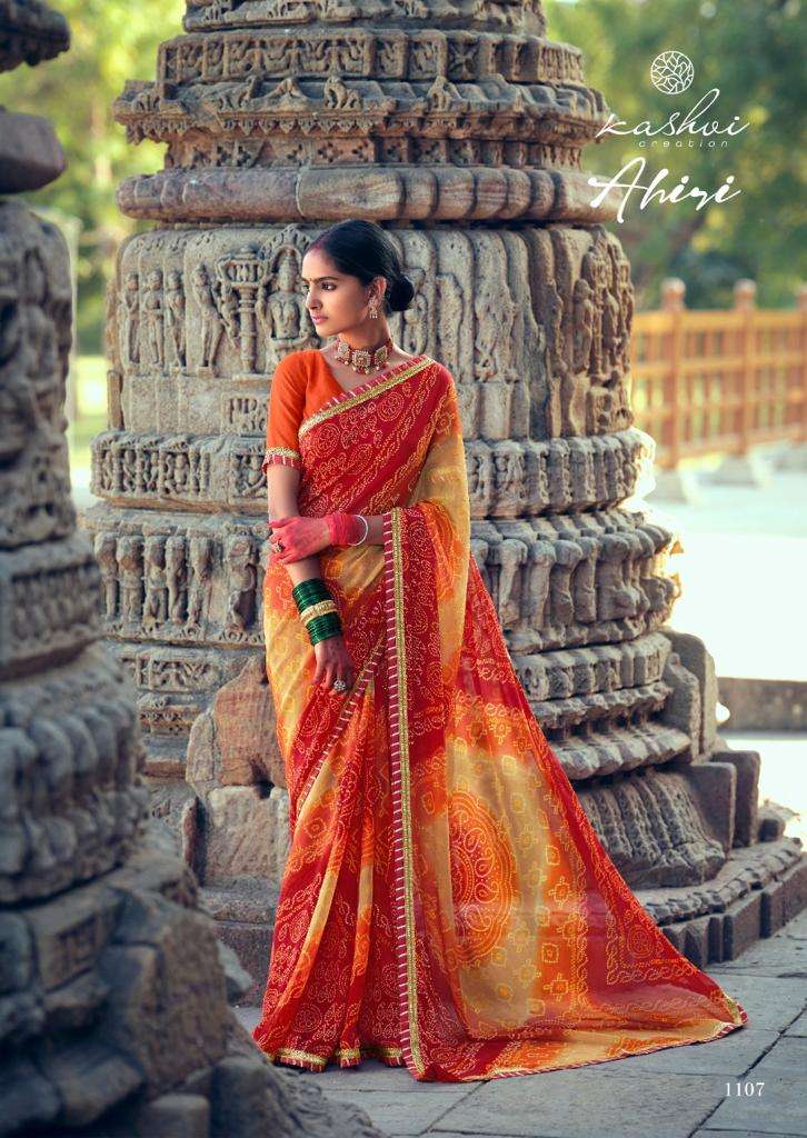 Kashvi Creation Ahiri Series 1101-1110 Chiffon Bandhej Saree