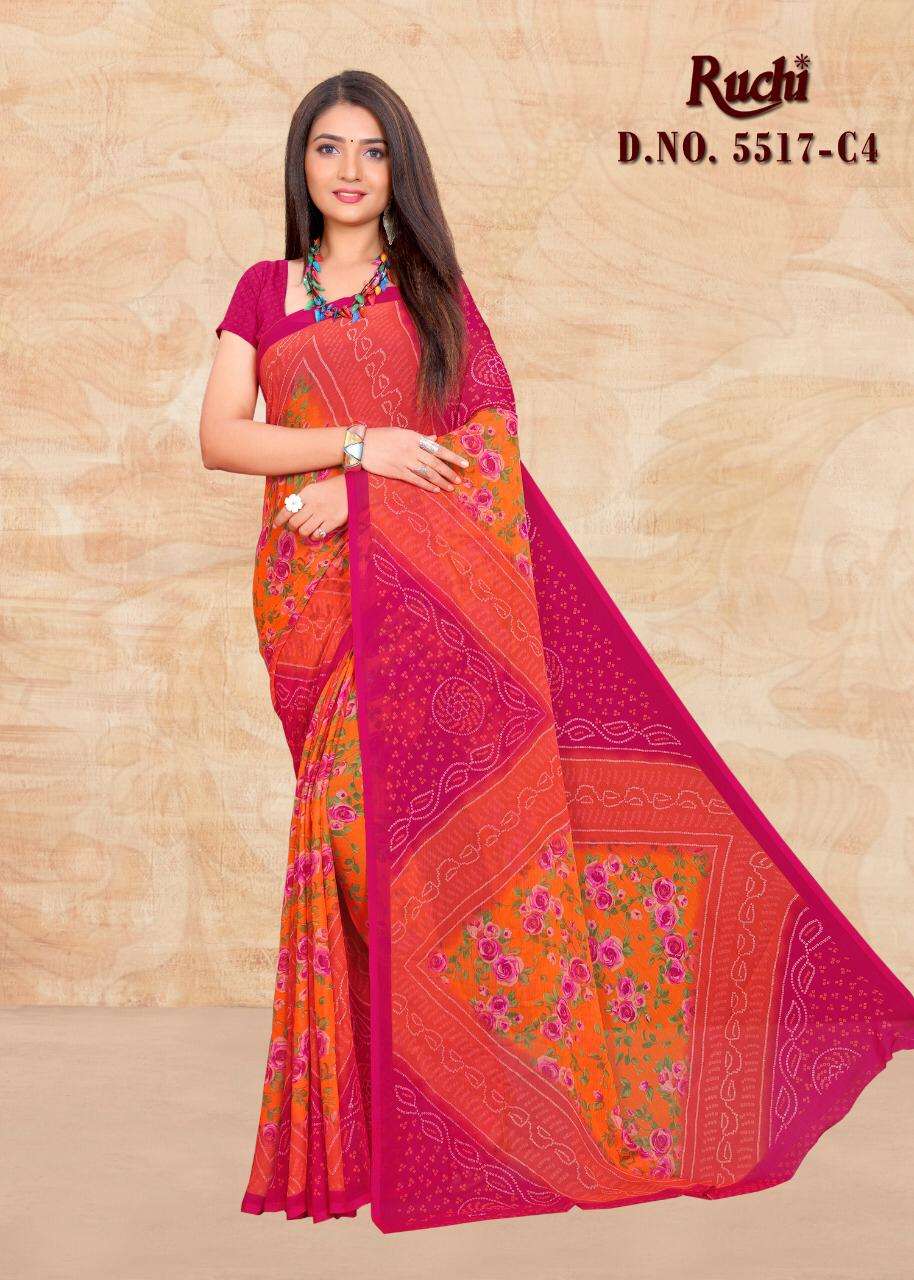 Ruchi 5517 Chiffon Bandhani Printed Daily Wear Sarees