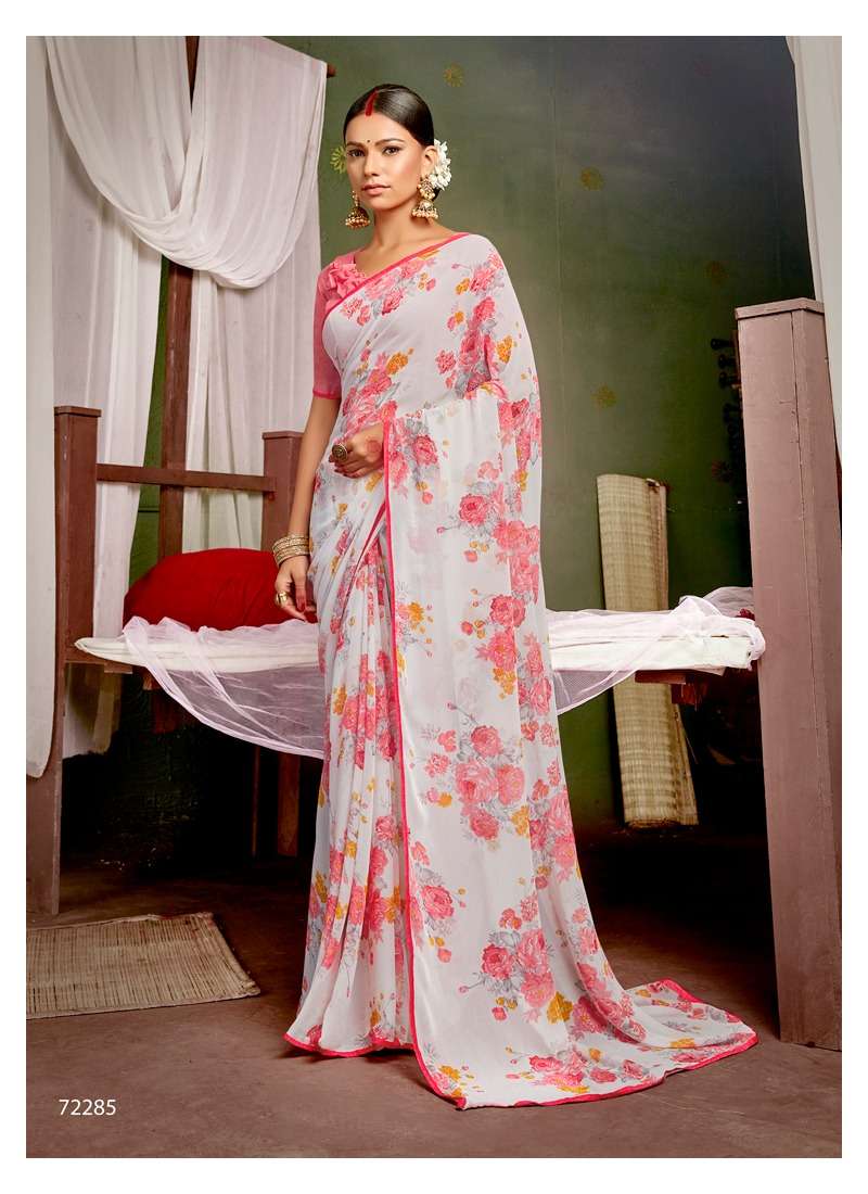 White Diamond Vol 7 By Antra Weightless Flower Printed Sarees