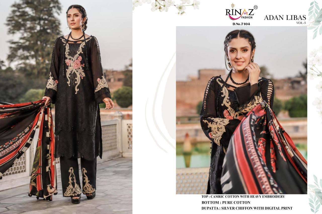 Rinaz Adan Libas Vol-3 Series 7101-7105 Cambric Cotton Pakistani Suit