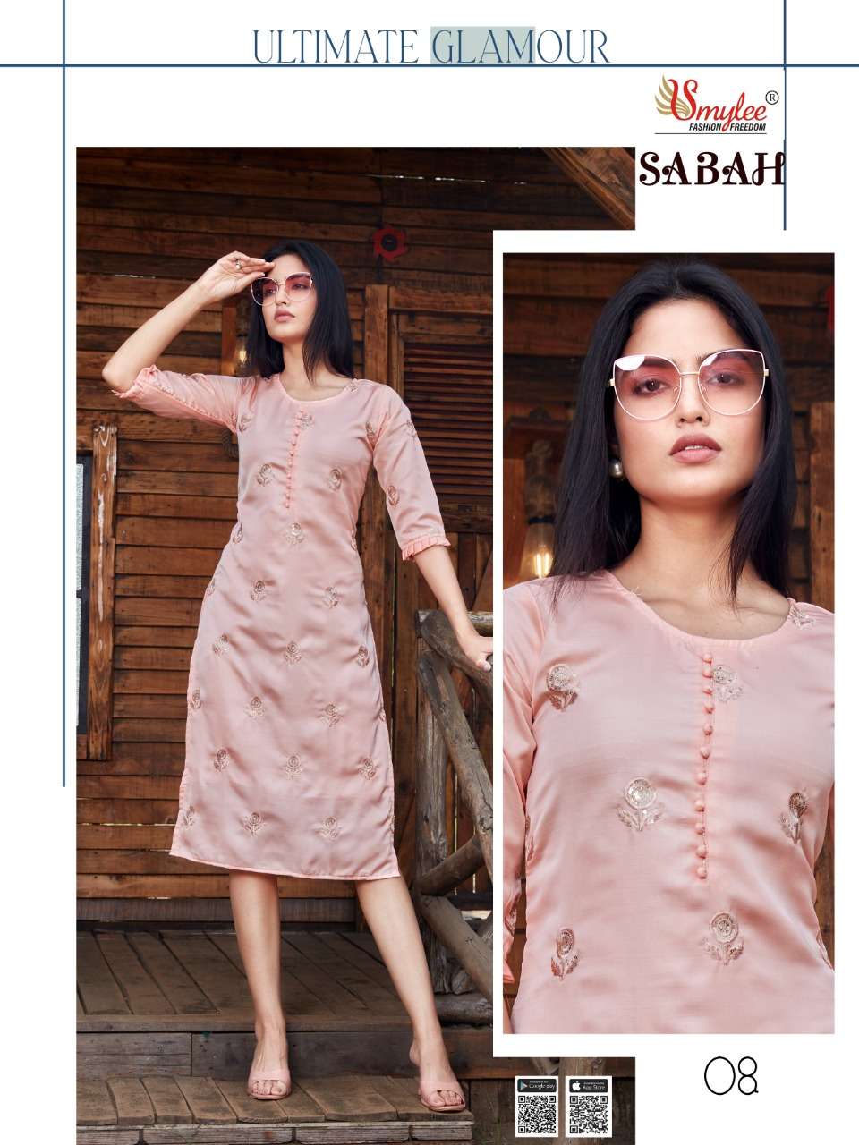 Rung Sabah Series 01-08 Silk Embroidery Daily Wear Kurtis