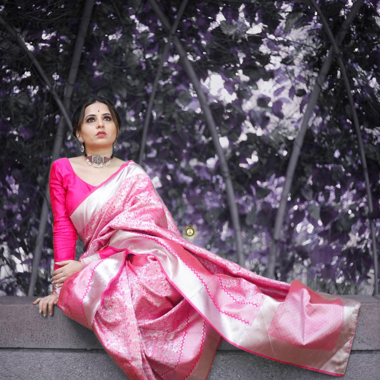 Bt-02 Designer Soft Lichi Silk Saree