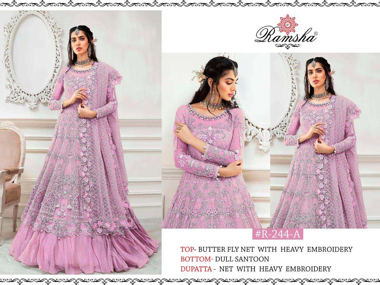 Ramsha R-244 Nx Net Embroiddery Lown Salwar Kameez