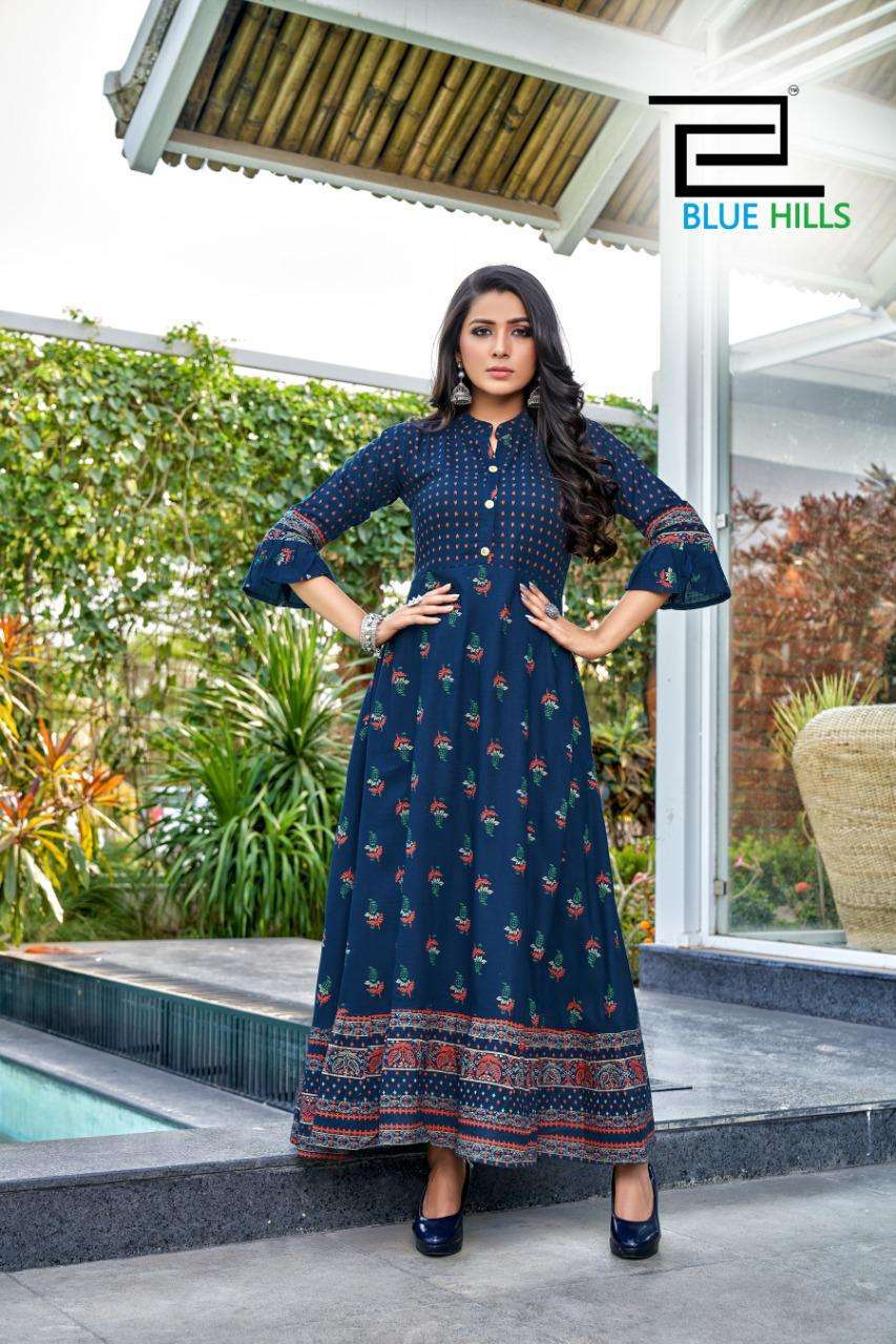 Blue Hills Leela Series 101-108 Rayon Long Gown Wholesaler