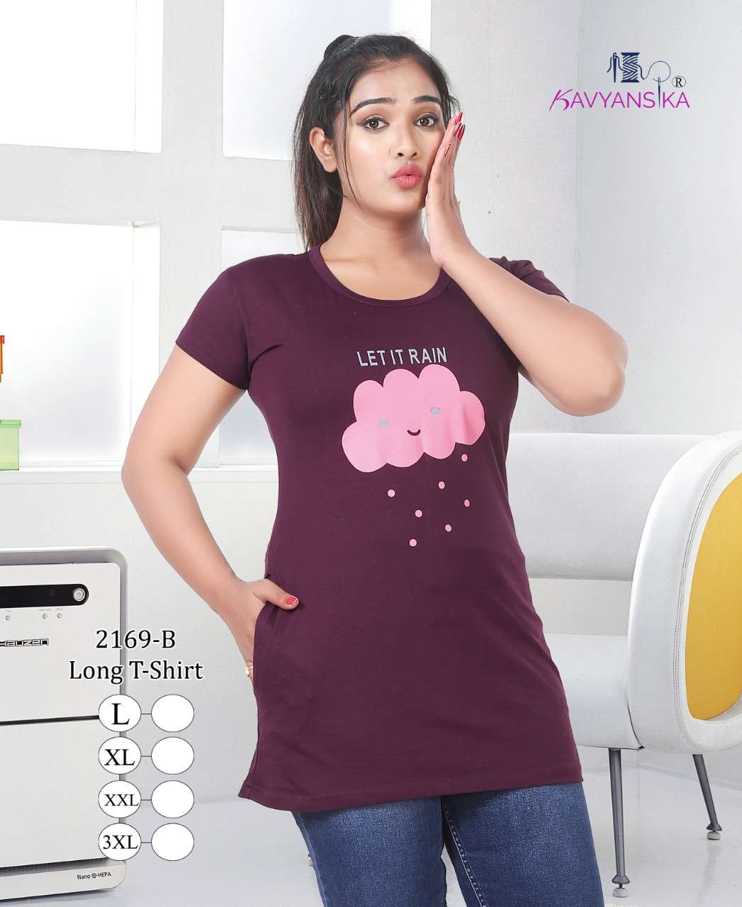 Kavyansika Pocket Long Tshirt 2169 Hosiery Cotton Girls T Shirt