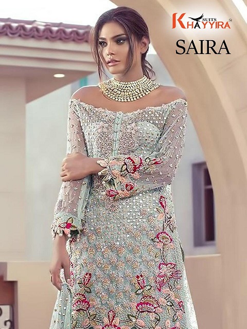 Khayyira Suits Saira Dn 1090 Butterfly Net Pakistani Suit