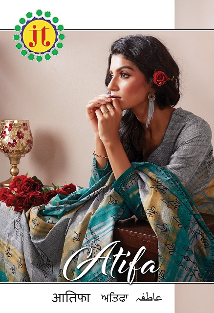 Jt Atifa Series 1001-1010 Pure Satin With Digital Style Print Suit