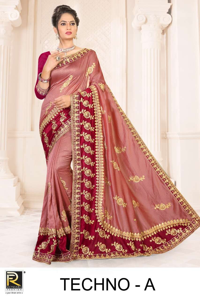 Ranjna Saree Techno Embroidery Worked Saree Collection