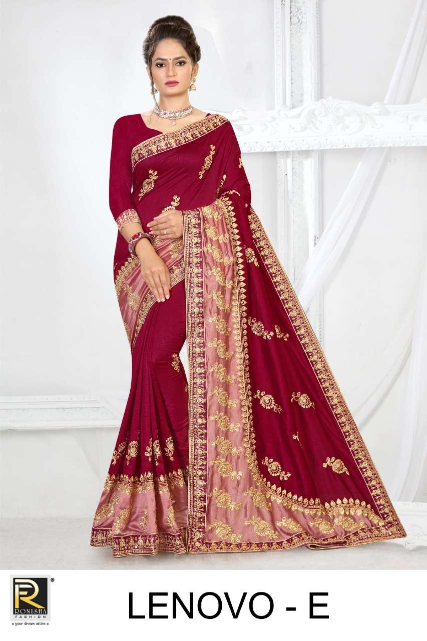 Ranjna Saree Lenovo Embroidery Worked Saree Collection