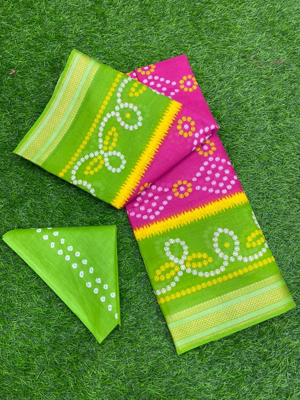 Bt Presents Special Bandhani Printed Pure Cotton Saree