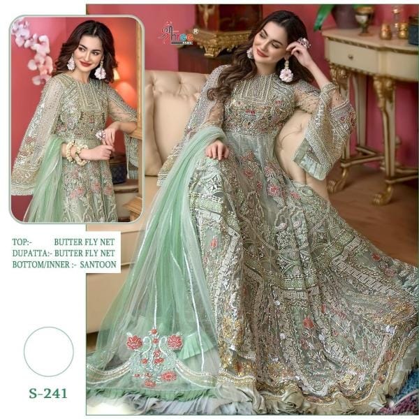 Shree Fab S-241 Designer Butterfly Net Suit