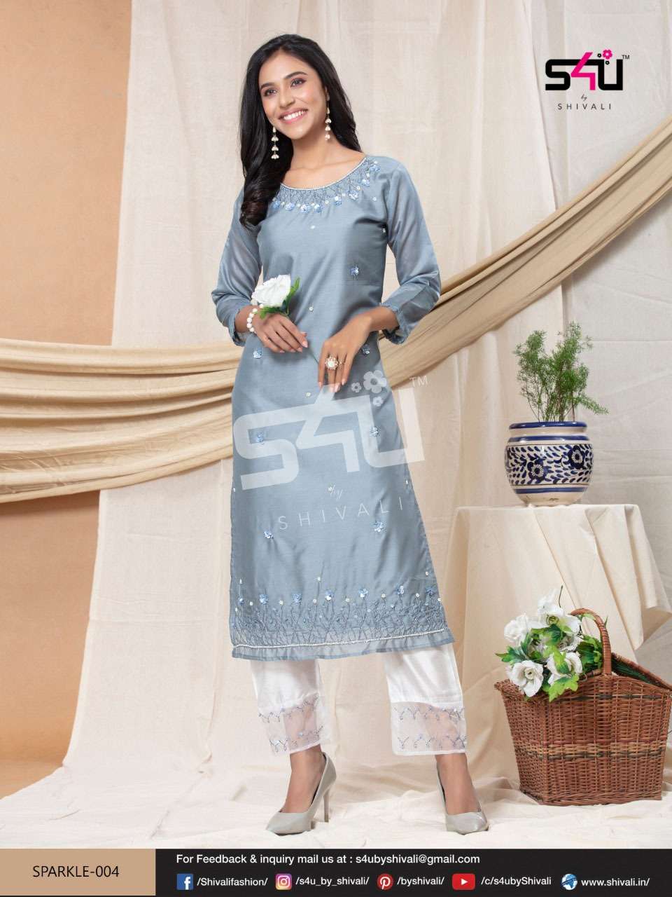 S4u Sparkle Series 001-005 Lurex Kurta With Pant Wholesaler