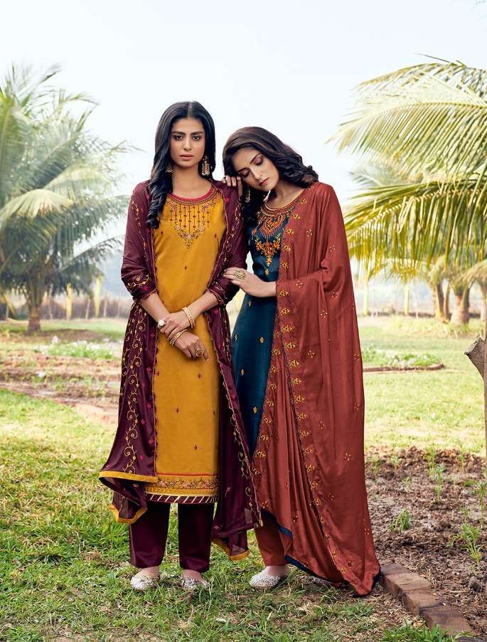 Kalarang Falak Series 2071-2074 Jam Silk Cotton Embroidery Suit