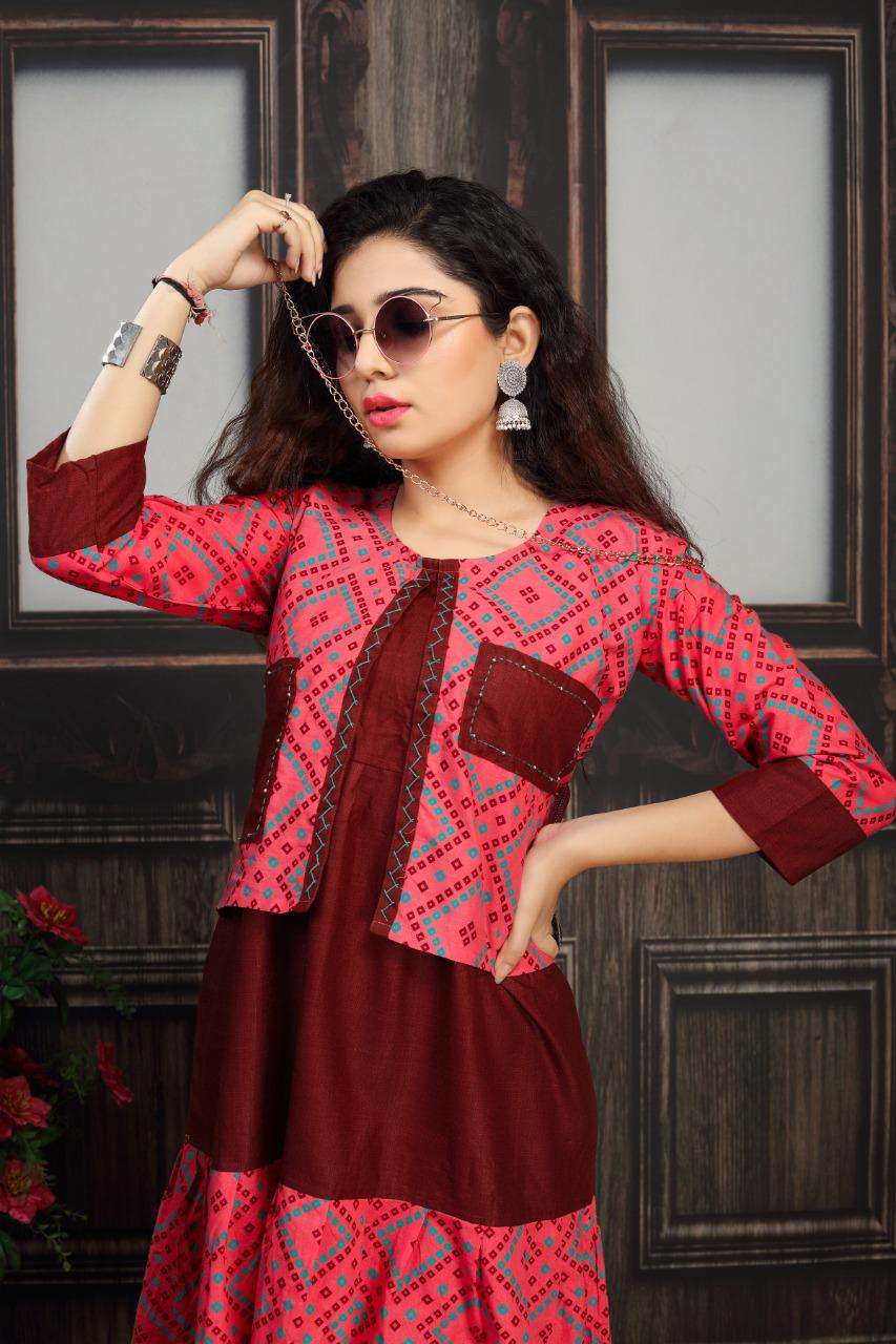 Kinti Nagma Series 101-110 Cotton Kurti With Jacket Collection