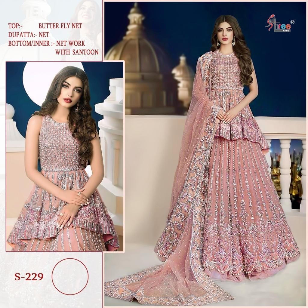 Shree Fab S-229 Designer Butterfly Net Suit