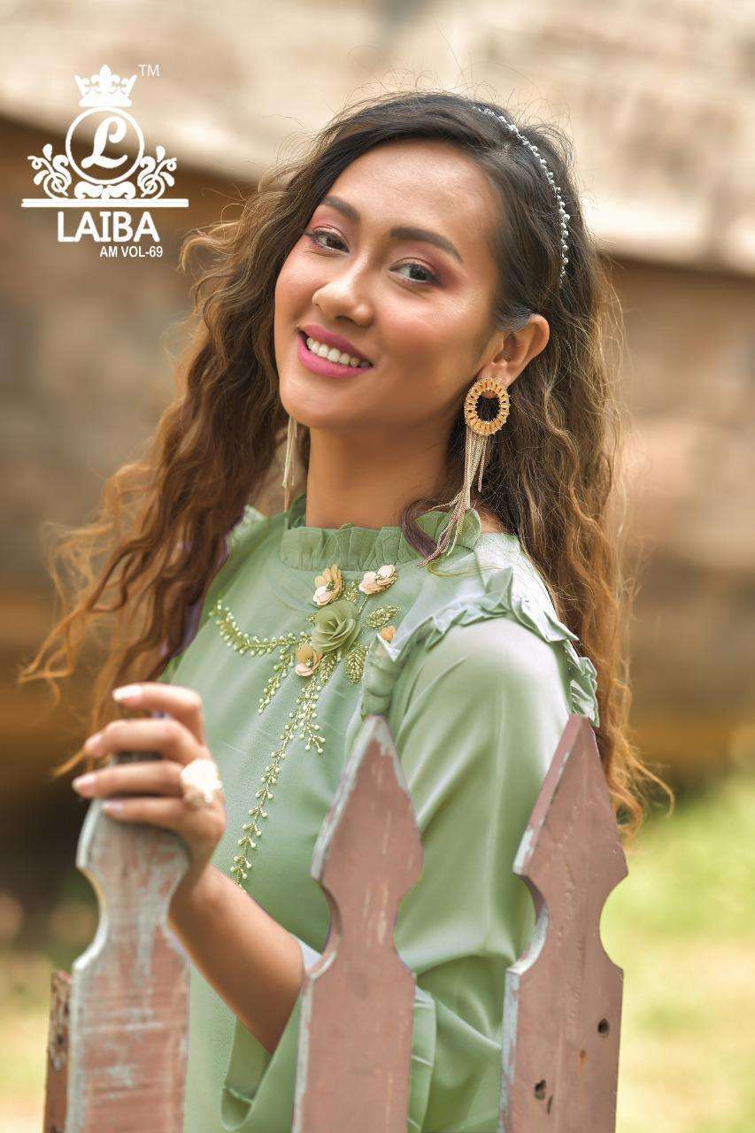 Laiba Am Vol 69 Pakistani Georgette Top With Cotton Bottom