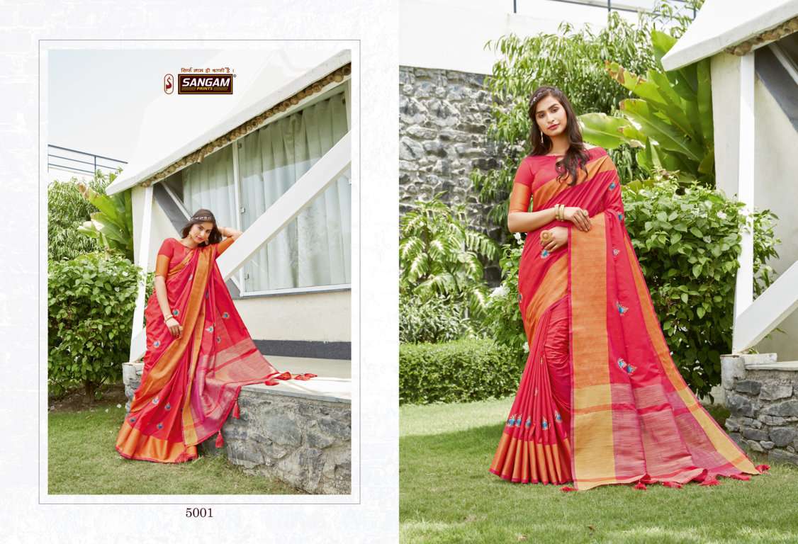 Sangam Prints Padamshree Series 5001-5006 Handloom Silk Saree