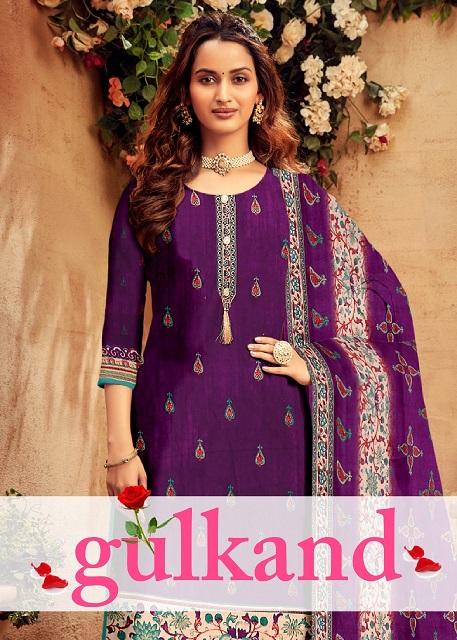 Gulkand 1001-1008 Imported Cotton With Long Top With Button Lutkan Suit