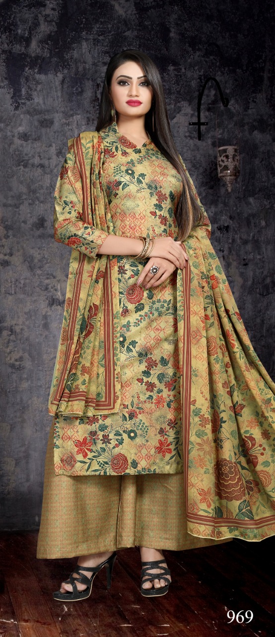 Bipson Aalisha Series 966-969 Tussar Silk Digital Print Salwar Kameez