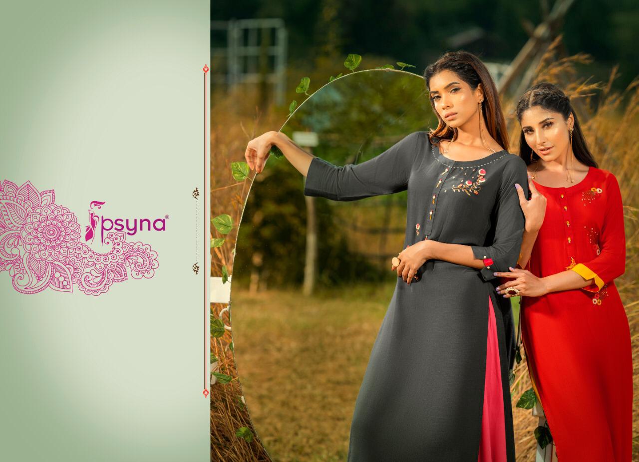 Psyna Poshak Vol 8 Series 8001-8010 Rayon Slub Exclusive Stylish Kurti