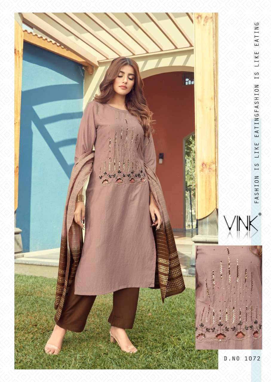 Vink Flute Kurta With Pant & Dupatta Readymade Collection For Women