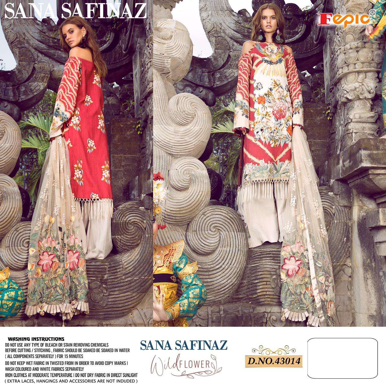 Fepic Sana Safinaz Wild Flower Cambric Cotton Pakistani Casual Wear Dress Materials