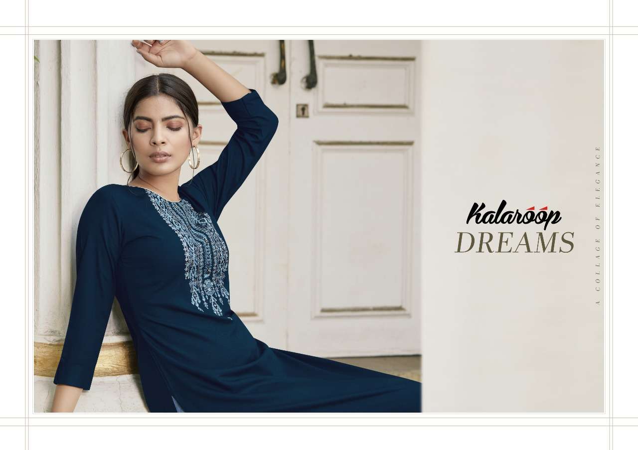 Kalaroop Lily Vol-19 Series 12521-12528 Rayon Work Kurtis