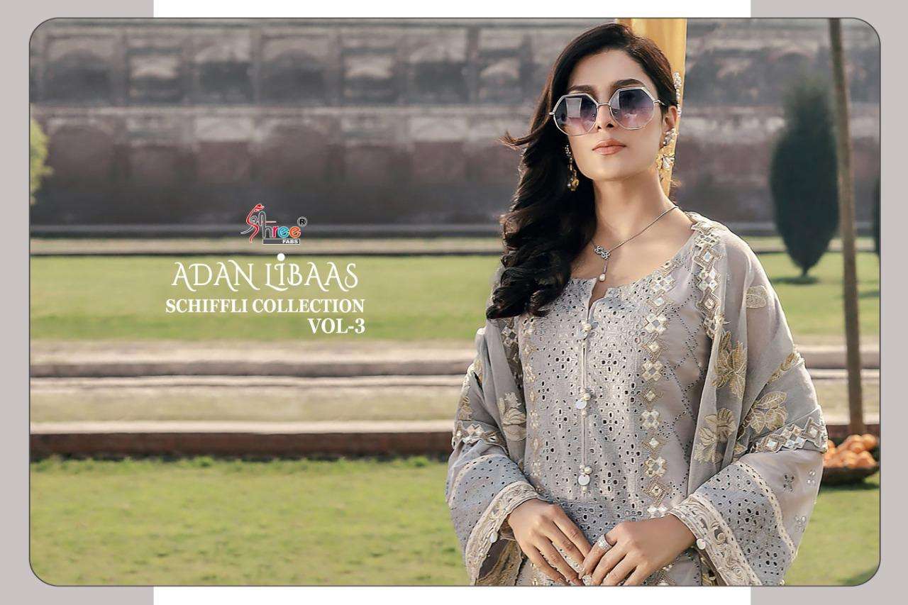 Shree Fabs Adan Libaas Schiffli Vol-3 Series 1698-1703 Cotton Suit