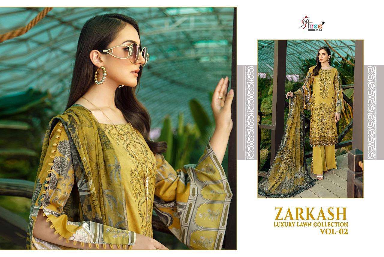 Zarkash Luxury Lawn Vol 2 By Shree Fabs Lawn Cotton Pakistani Dresses