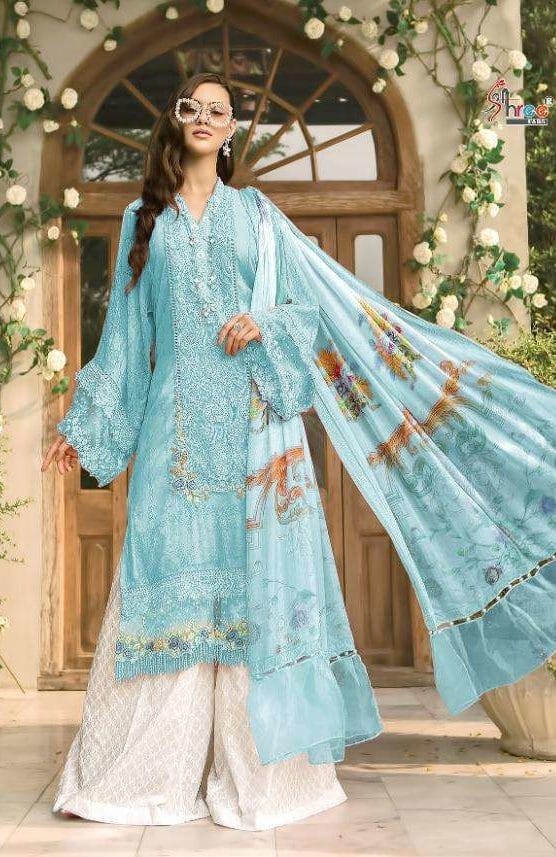 Shree Fabs 1256 Singles Chiffon Dupatta Cotton Suit